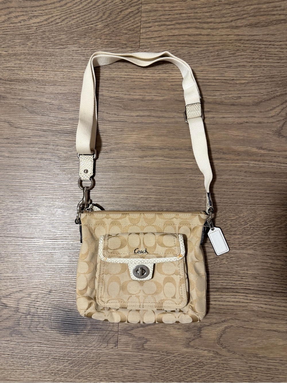 Coach Tan Signature Canvas Crossbody Bag
